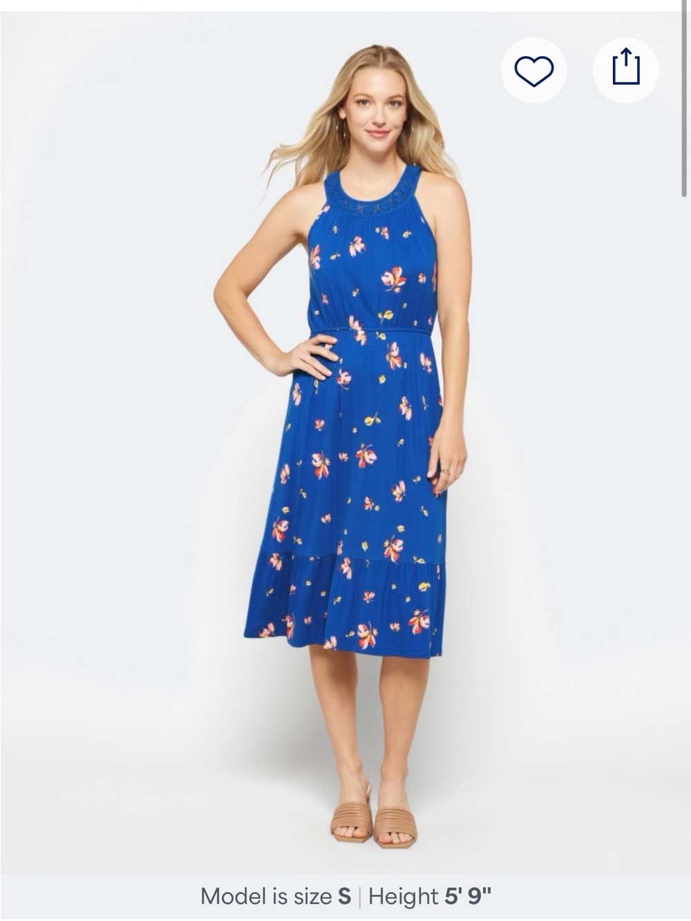 Daniel Rainn Royal Blue Floral Mezzie Halter Neck Maxi Dress Stitch Fix Small